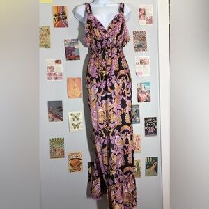 MKM Designs Paisley Maxi Dress in Pink and Black